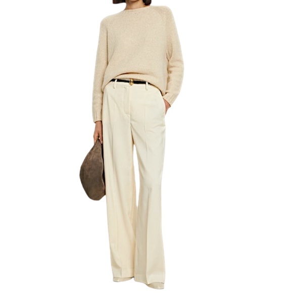 NWT WEEKEND MAX MARA Verdun pure wool cream baggy wide leg old money trousers 12 - Picture 1 of 14